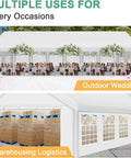 Heavy Duty 20x40 Outdoor Party Tent With 12 Sidewalls And 16 Church Windows White Event Shelter for Weddings and Logistics