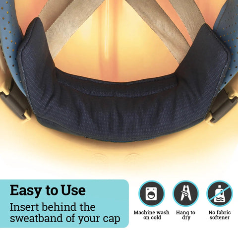 Extreme Sweat Absorbing Hard Hat Liner Sweatband with quick dry cooling and washable inner band inside helmet