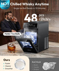 Crystal Clear Ice Ball Maker For Countertop 2.4 Inch Spheres producing ice balls with whiskey glass on table