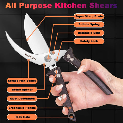 Heavy Duty Poultry Shears For Chicken And Turkey Stainless Steel Kitchen Scissors Beefy For Tough Tasks That Cut Through Meat And Seafood Dishwasher Safe Easy Clean Gift Box Included Black