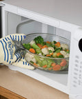 Heavy Duty Five Finger Oven Glove Pack Of 2 For Grillin And Barbecues handling hot dish from microwave