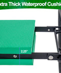 Close-up of 2.25-inch thick EVA foam pad on Adjustable Garden Kneeler And Seat With Handles Heavy Duty Outdoor Foldable Portable Garden Stool.