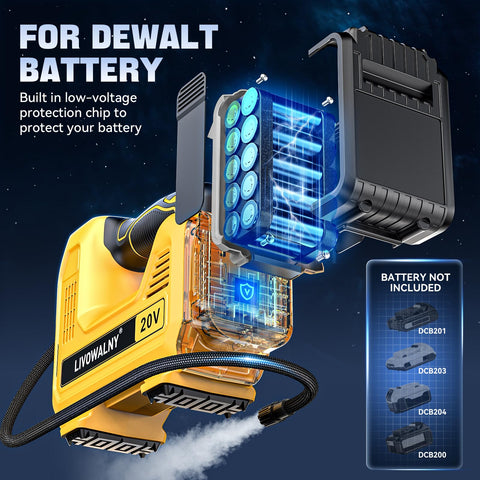 Cordless Tire Inflator With Digital Pressure Gauge, 160 PSI Portable Handheld Air Pump For On The Go Inflation, Works With Dewalt 20V Batteries illustration