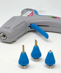 Full Size Hot Glue Gun Kit With 3 Nozzles, 75 Watt Heater, Ergonomic Grip, shown with interchangeable nozzles