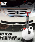EWK 6L vacuum oil extractor pump with red handle and white reservoir for automotive oil changes