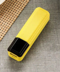 Rugged Solderless 18650 Battery Box With Usb Quick Charge Input Portable Power Supply Enclosure For Indoor Outdoor Adventures On The Fly Flat Top Cell Holder Dead Simple bright yellow design with USB port.