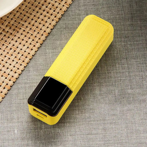 Rugged Solderless 18650 Battery Box With Usb Quick Charge Input Portable Power Supply Enclosure For Indoor Outdoor Adventures On The Fly Flat Top Cell Holder Dead Simple bright yellow design with USB port.