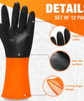 Heavy Duty Chemical Resistant Latex Gloves 12 Pairs Reusable Rubber Work Gear For Acid Oil And Grease Boss Level Industrial Hand Protection Xl Size Hustle Ready, detail showing anti-slip surface.