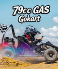 79cc 4 Stroke Gas Go Kart For Kids And Teens With 2.5HP Power, EPA Approved, Black Off Road on dirt track