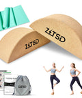 Reversible Half Moon Cork Yoga Block Pair Solid Game Changer Balance Trainer For Steady Moves And Epic Wobble Vibes Natural Cork Build with training guides and resistance bands.