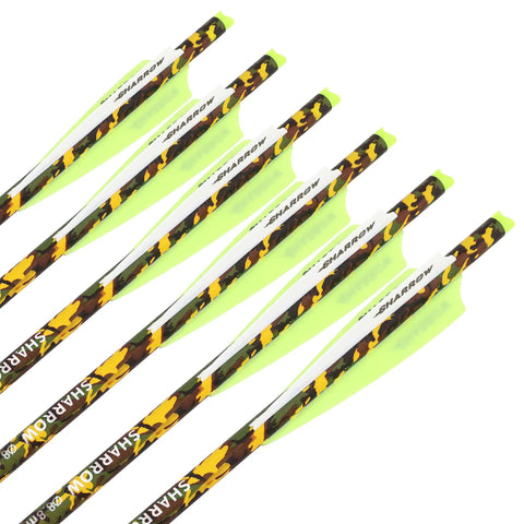 Carbon Crossbow Bolts Set 16 17 18 20 22 Inch with removable 125 grain tips camouflage shafts for hunting yellow white color 12 pack