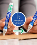 Light Grey Grout Pen For Tile Touch Up Waterproof Marker Narrow 5mm showing activation steps on cardboard