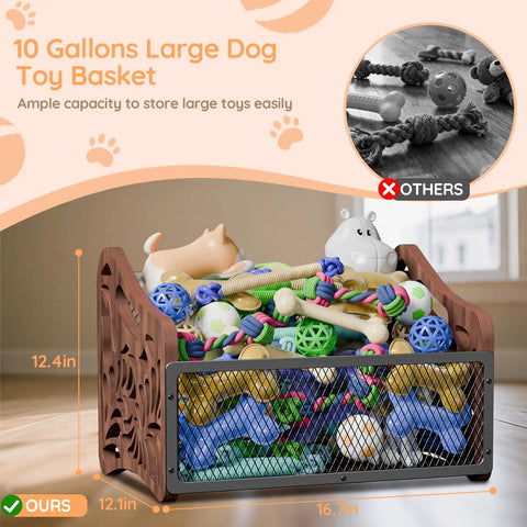 Spacious Wood Dog Toy Basket And Storage Bin For Pets Large Toy Box Keeps Living Room Clean Like A Boss With 10 Gallon Capacity