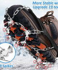 Beefed Up Crampons For Shoes With 19 Stainless Steel Spikes Ice Snow Traction Grips on boot in snowy terrain