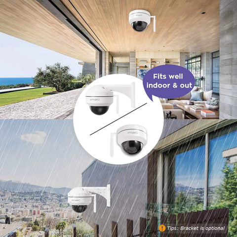 2K HD Dome PTZ Wireless Security Camera With Auto Tracking And Audio Indoor Outdoor WiFi Surveillance in use, indoor and outdoor setup