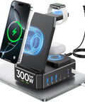 All In One 300W Charging Station for Multiple Devices With 10 in 1 Wireless Charger GaN III USB C 65W PD Fast Charging Stand Dock for iPhone iWatch AirPods And MacBook