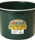 Green Plastic Round Back Horse Bucket 8 Quart Heavy Duty Durable Polyethylene Water and Feed Holder
