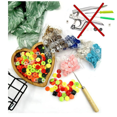 140 Set T5 Plastic Snap Button Kit With 14 Color Options No Tools Needed No Sew Snaps for DIY crafts and clothing sewing.