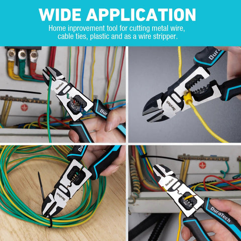 4 In 1 Diagonal Cutting Pliers 8 Inch Heavy Duty Wire Stripper And Cutter With Ergonomic Handle used for cutting wires