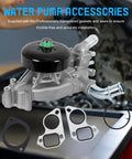 Thermostat Engine Aluminum Water Pump For Chevy Silverado 1500 Tahoe Suburban Trailblazer Express GMC Sierra Yukon Cadillac Buick Hummer Isuzu V8 4.8L 5.3L 6.0L Drop In Replacement displayed with gaskets