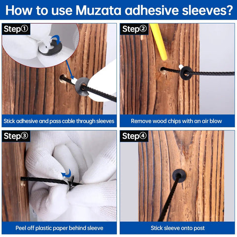 Steps to use Cable Railing Adhesive Sleeves For One Eighth And Five Thirty Two Inch Wire Rope on wood deck railing