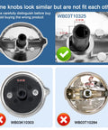 Heavy Metal Stove Knobs 5 Pack Replacement Set For GE Cooktop Burners with D shaft sizes and compatibility details