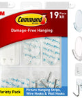 Clear Variety Pack For Damage Free Hanging With Eight Pairs Of Picture Hangers, Four Clear Wire Hooks And Eleven Wall Hooks