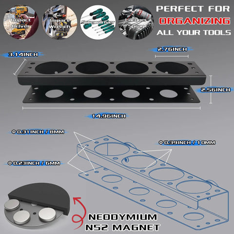 Magnetic Power Tool Organizer Rack For Cordless Drill Screwdrivers And Heavy Tools Gotta Have Wall Mount Metal Tool Holder Shelf dimensions.