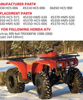 Honda TRX300 Fourtrax ATV 1988-2000 with part numbers listed, compatible with Beefy Brake Wheel Cylinder Kit.