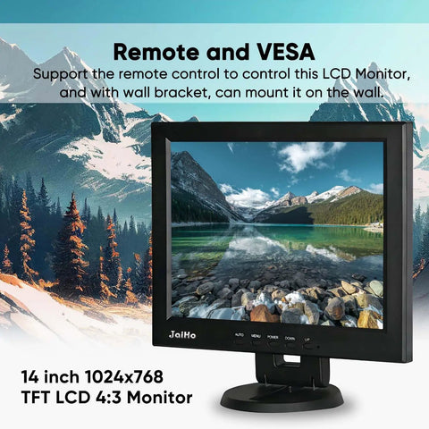 14-Inch 4:3 Security Monitor With No Image Stretching, Tough Metal Housing, Native 1024x768 Display with scenic wallpaper