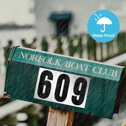 60 Piece Reflective Address Numbers Set, 3 Inch Adhesive Mailbox Numerals For Home, Office, Business, Cars, Trucks, Doors And Signs, Waterproof And Weatherproof on mailbox in rain