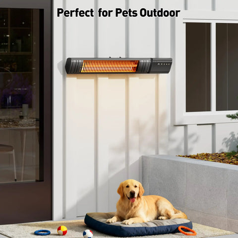 WiFi Controlled Infrared Outdoor Heater 1500 Watt Wall Mount Or Ceiling Mount 9 Heat Levels 24 Hour Timer Carbon Fiber heating