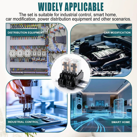 Applications of Two Pack JQX-13FL 12V DC Coil DPDT Power Relay With LED Indicator 8 Pin 10A Electromagnetic Relay