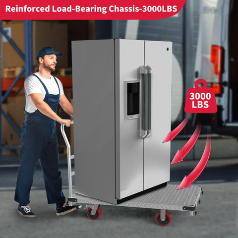 Rugged 2-In-1 Steel Panel Cart for Drywall Jobs, 3000 Lb Capacity, 44 by 28 Inch Platform, Anti-Slip 2mm Steel Plate, Heavy-Duty Job Site Transporter Built Tough for Pros, moving a large appliance