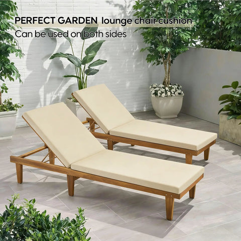 All Weather Waterproof Chaise Lounge Cushions Set Of 2, 75 Inch Long, 24 Inch Wide, 2.5 Inch Thick, Beige on patio loungers