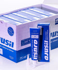 Box of Ajusa silicone gasket maker and sealant for water pumps, oil pans, timing covers, and valve covers with visible tubes.