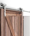 Heavy Duty Sliding Barn Door Hardware Kit 6.6Ft Stainless Steel Rail System For Single Wood Door Y Style Track That Glides Smoothly And Quietly Built To Last Anti Corrosion Quality mounted on a wooden door