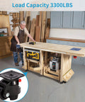 Man using Top Shelf Leveling Casters Set Of 4 Beast Mode Ratchet Arm Base With 3300 Lbs Capacity on workshop table.