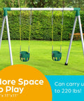 Outdoor Baby Swing For Toddlers With High Back Bucket Seat Heavy Duty Coated Chains Fully Assembled Backyard Swing Set Accessory Green