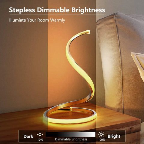 Dope Spiral LED Desk Lamp With Dimmable Three Color Temperatures Touch Control Minimalist Modern Gold Finish 13 Inch Tall