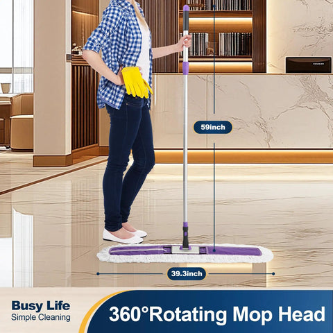 Heavy Duty Commercial Dust Mop With Quick Release Handle And Broad Sweeping Head, 59-inch stick, 39.3-inch mop head, ideal for large flooring.
