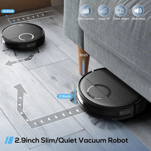 2 In 1 Robot Vacuum And Mop for pet owners with strong suction cleaning under sofa on hard floors