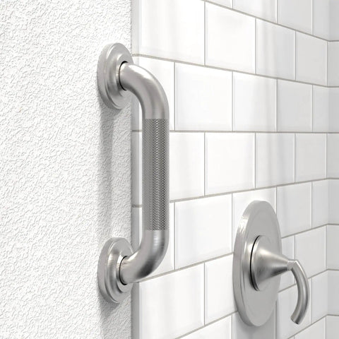 Heavy Duty 1-1/4 Inch Knurled Bath Grab Bar, ADA Compliant Shower Handrail, Wall Mount Mobility Aid for Seniors, Stainless Steel