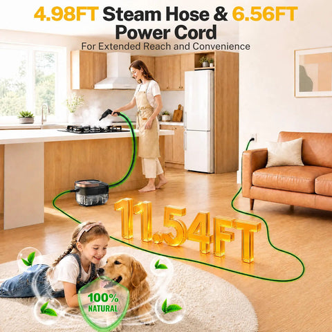 Odsd Handheld Steam Cleaner With 3 Level Steam Control For Home And Car Deep Cleaning Upholstery Tile Grout Heavy Duty Hot Vapor Mop Easy Handle Adjustment with 4.98FT steam hose