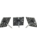 Heavy Duty Square Upholstery Nails Crafted From Solid Steel With Rich Pewter Finish, 3 tacks shown in profile.