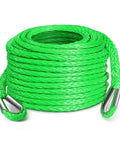 Daydoor 14 Inch X 50 Feet Green Synthetic Winch Rope Extension For Light Duty Atv And Utv Recovery With 10000 Lbs Load Rating, coil with hooks.