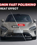 Car half polished, half dirty. 1600W Car Polisher With 7 Inch And 6 Inch Heads Variable Speed Polishing Machine For Detailing demonstrated.