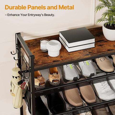 Four Tier Metal Shoe Rack With Adjustable Mesh Shelves And Wall Hook Knockout Entryway Organizer Keeping Your Kicks Legit Organized And Secure Solid Closet Storage For Boots And Sneakers