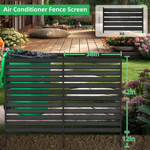 38 Inch Wide By 42 Inch High Air Conditioner Fence Screen Three Panel Outdoor Enclosure in backyard setting