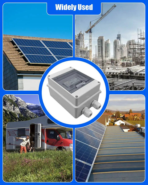 Heavy Duty 100 Amp Dc Circuit Breaker 1000 Volt Ip65 Waterproof for solar panel arrays on roofs and RV installations.